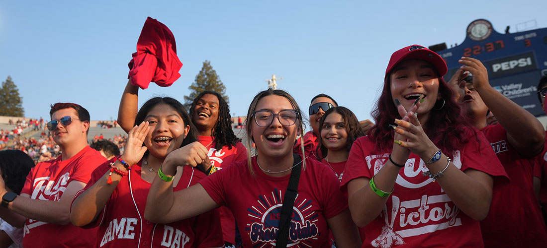 Students at football game